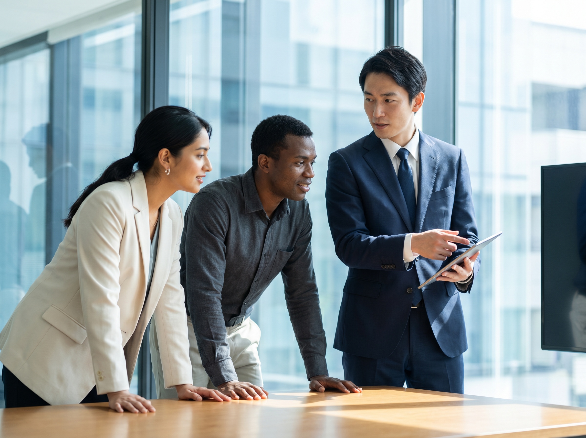 海外の顧客と商談する営業チーム